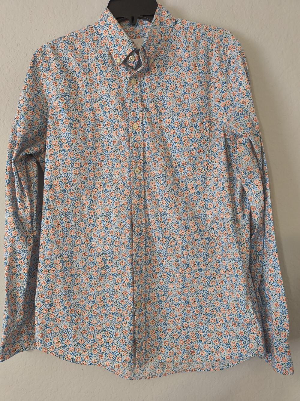 GAP Men’s Floral Button-Down Shirt in Blue & Orange M